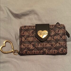 Juicy Couture Brown Quilted Mini Wallet with Gold Heart Clasp